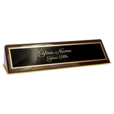 Rosewood Piano Finish Desk Name Plate Script Font  2" x 10"
