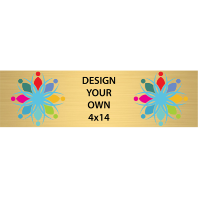 Horizontal Full Color Brass Signs 4" x 14"