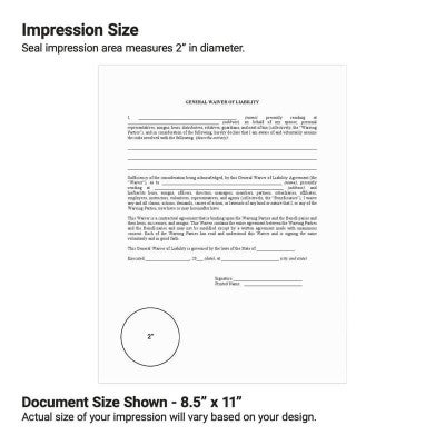 The size of the embosser impression shown at the bottom of a document