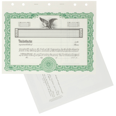 GOES KG2 Blank Corporate Stock Certificates