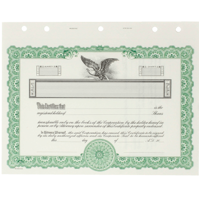 GOES KG2 Blank Corporate Stock Certificates