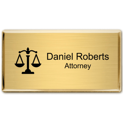 Law Office Rectangular Name Tag with Executive Holder (3" x 1.5")