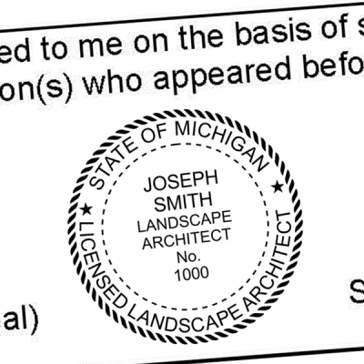 State of Michigan Landscape Architect Seal Imprint