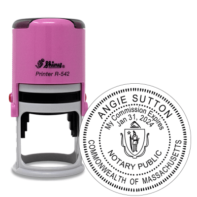 Notary Round Pink Stamp - Self-Inking