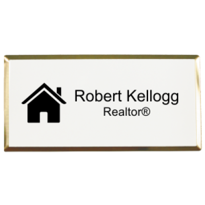 Real Estate Medium Rectangular Name Tag with Executive Holder (3"x 1.5")