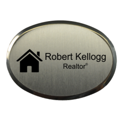 Real Estate Oval Name Tag with Executive Holder (2.5" x 1.75")