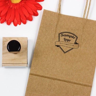 Example of the 2 inch custom logo stamp