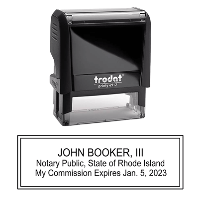 Rhode Island Notary Rectangular State Stamp Body and Design