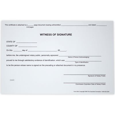 Witness Signature Notary Certificates