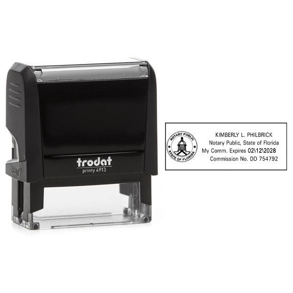 Florida Notary Public Seal Rectangular Stamp Body and Impression