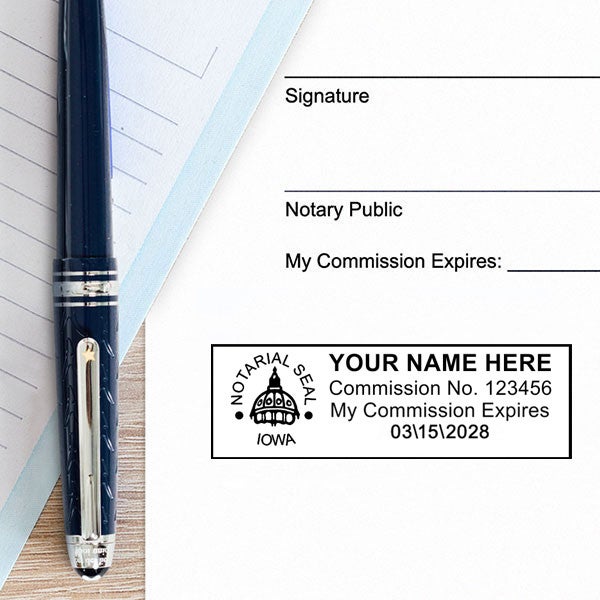 Iowa Notary Rectangular Seal  - alternate view