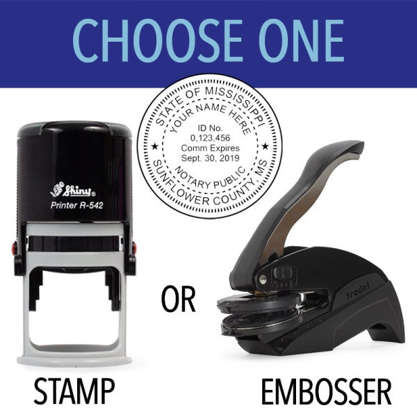Mississippi Milled Round Notary Seal - Choose Stamp or Embosser - alternate view