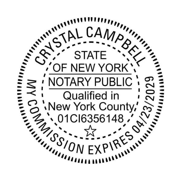 New York County and Expiration Round Notary Seal - Choose Stamp or Embosser - alternate view