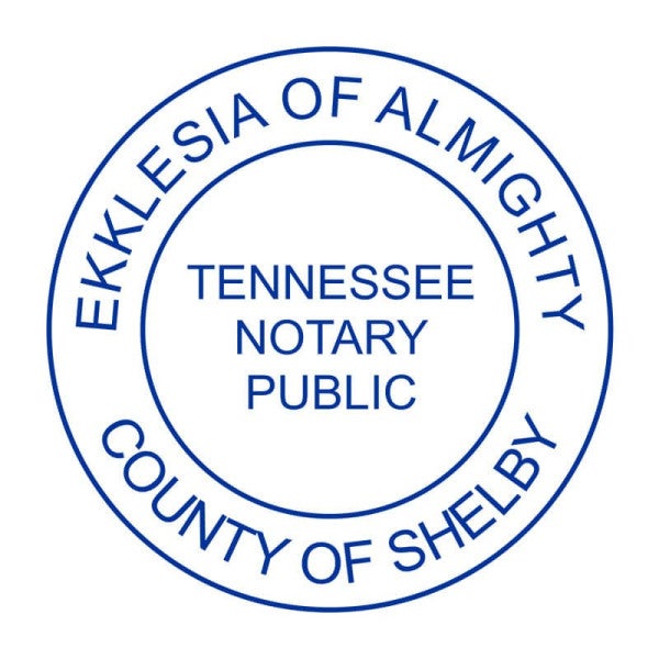 Tennessee without Date Round Notary Seal impression in blue ink