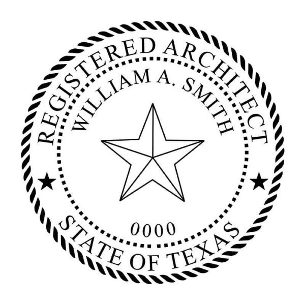 State of Texas architect seal template with star design.  