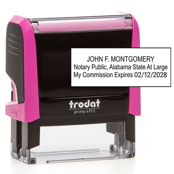 Alabama Pink Rectangle Notary Stamp - alternate view