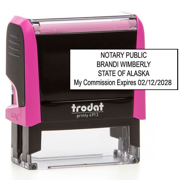 Alaska Pink Rectangle Notary Stamp - alternate view