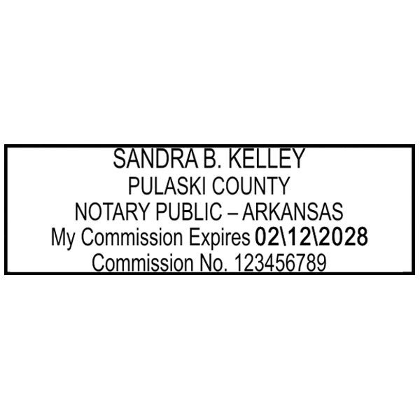 Arkansas Pink Rectangle Notary Stamp - alternate view