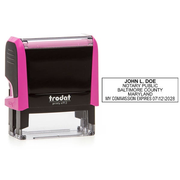 Maryland Notary Pink Stamp - Rectangle Impression with the Trodat Printy 4913