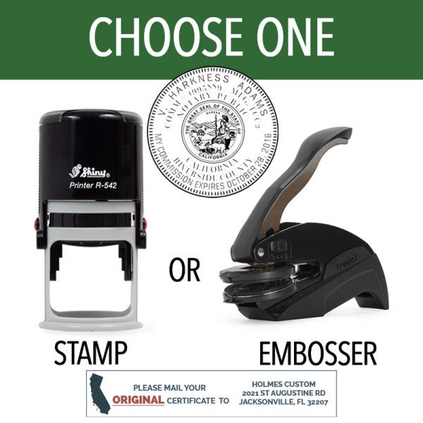 California Notary Round Design - Choose Stamp or Embosser