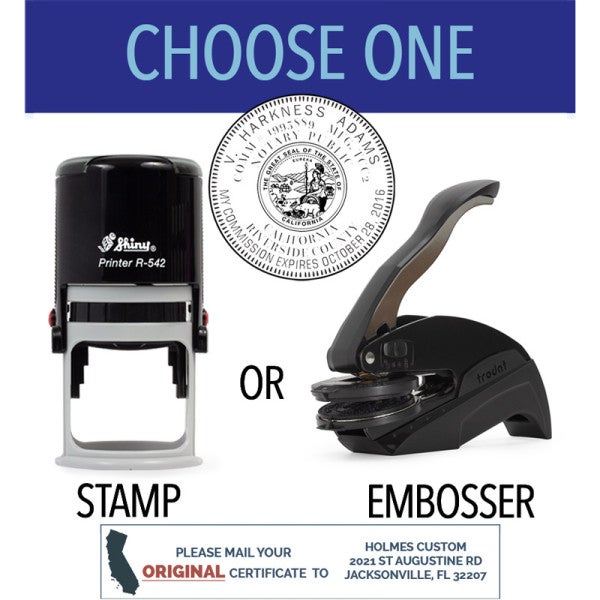 California Round Notary Seal - Choose Stamp or Embosser - alternate view