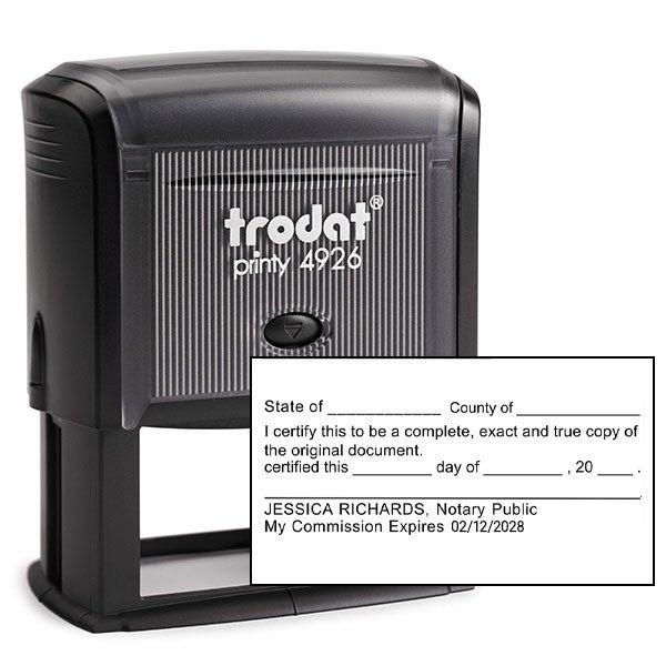 Certified True Copy Stamp for Notary Use