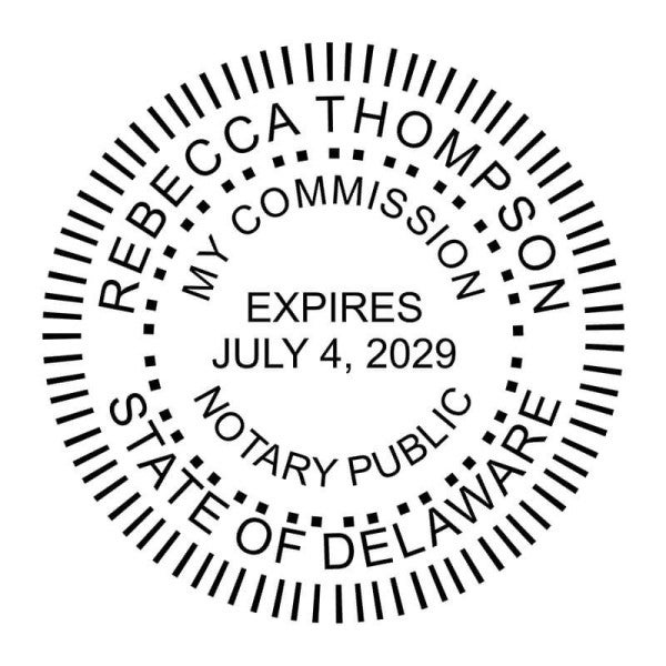 Delaware Round Notary Public Stamp - alternate view