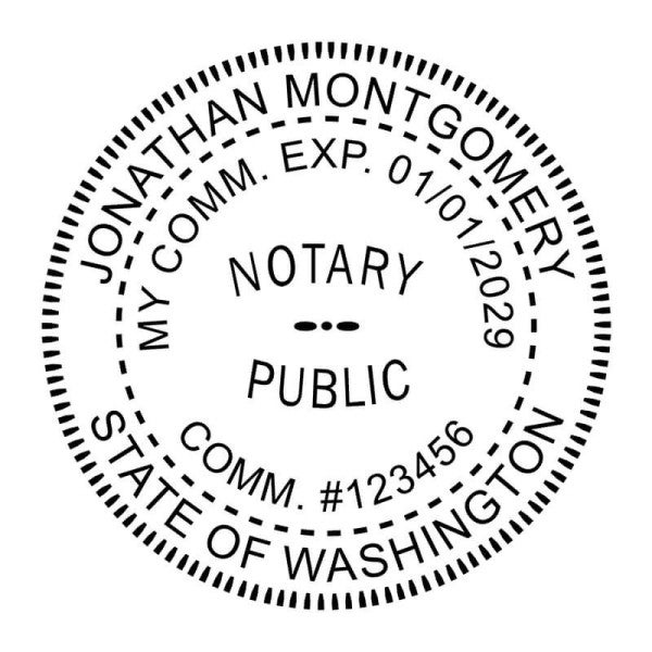 Washington State Round Notary Stamp - alternate view
