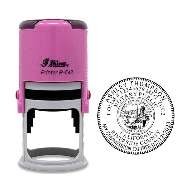 California Notary Pink Stamp - Round