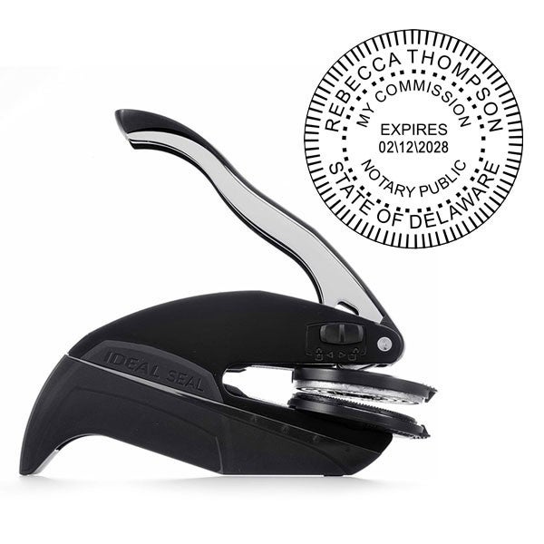 Delaware Notary Public Round Seal Embosser and Impression