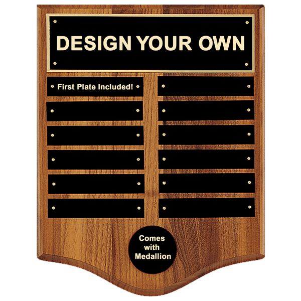 12 Month Perpetual Plaque in Walnut Finish and Black Plate 12 x 15