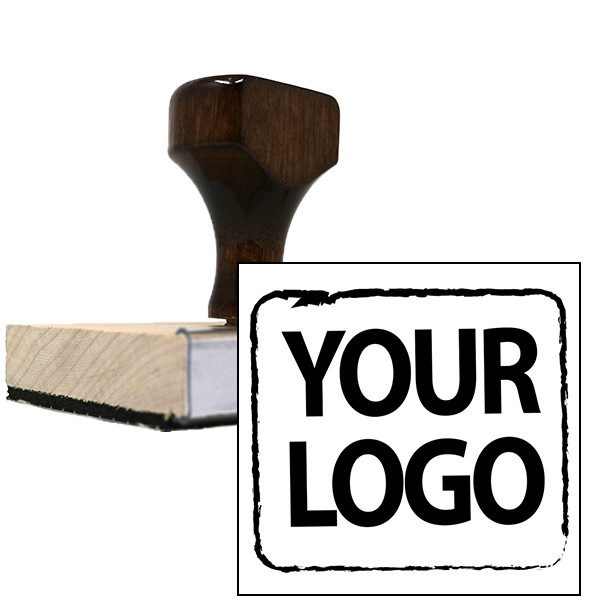 Square & Round Logo Stamp | Large Wood Handle Hand Stamp