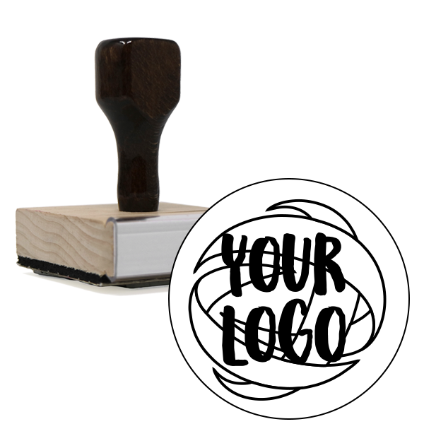 Square & Round Logo Stamp | XL Wood Handle Hand Stamp