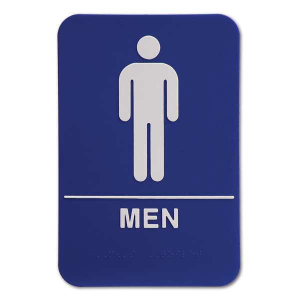 Blue Men's ADA Braille Restroom Sign | 9" x 6"