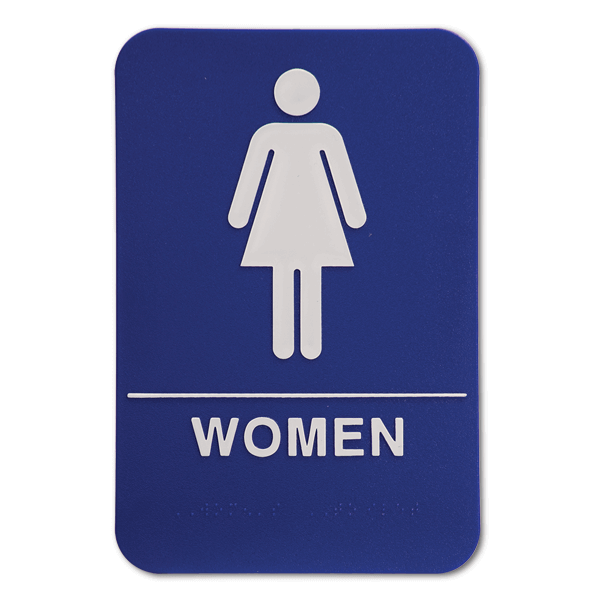 Blue Women's ADA Braille Restroom Sign | 9" x 6"