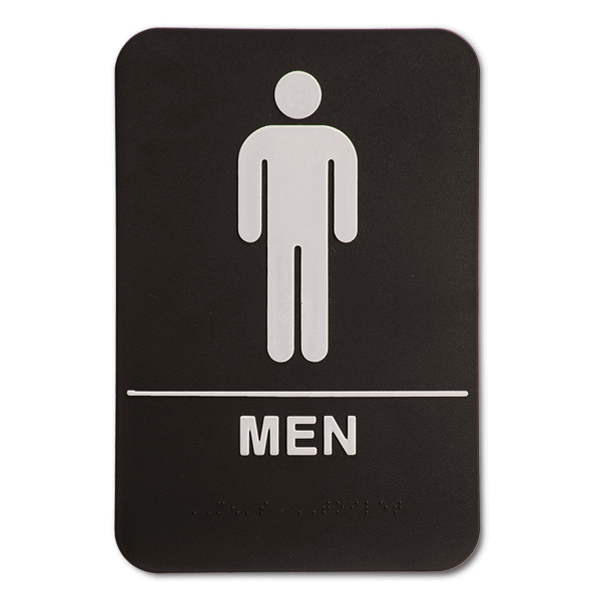 Black Men's ADA Braille Restroom Sign | 9" x 6"