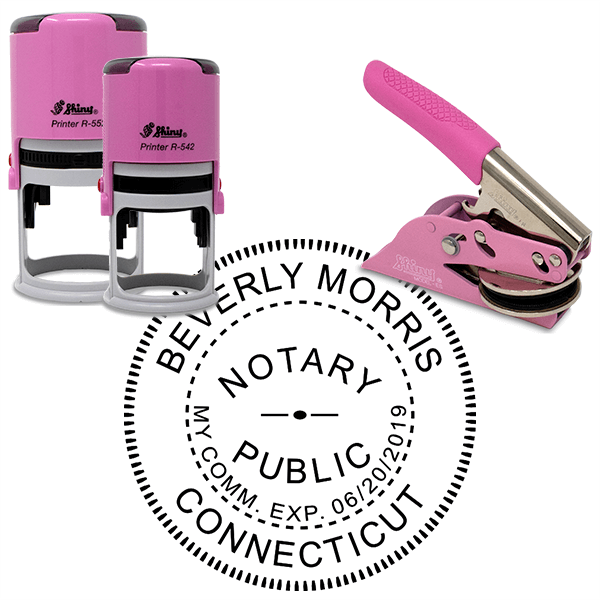 Connecticut Notary Pink - Round Design