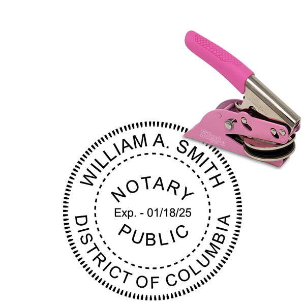 District of Columbia Notary Pink Seal - Round Design
