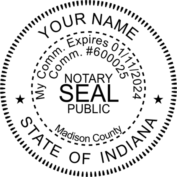 Indiana Round Pink Notary Seal - alternate view