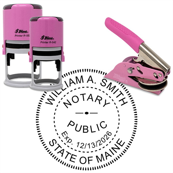 Maine Notary Pink - Round Design