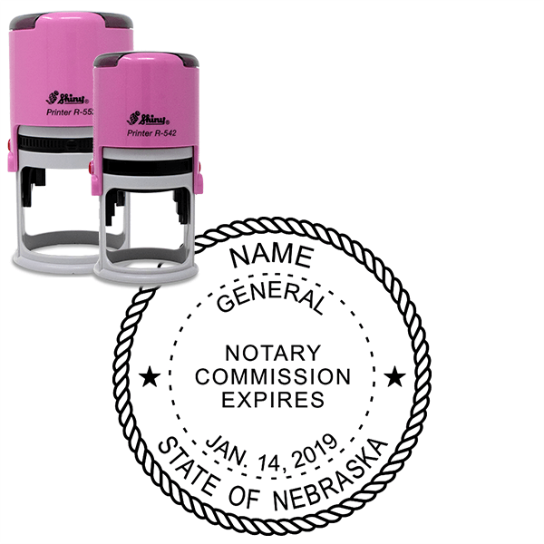 Nebraska Notary Pink Stamp - Round Design