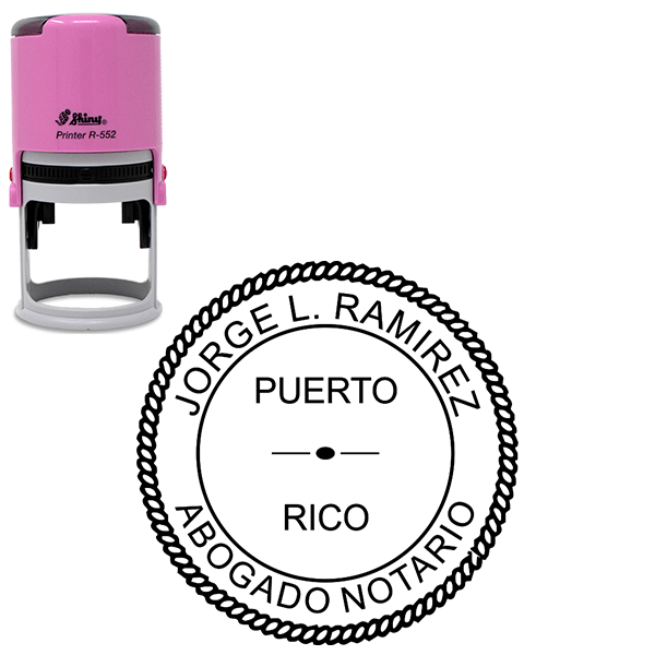 Puerto Rico Pink Round Notary Stamp - alternate view