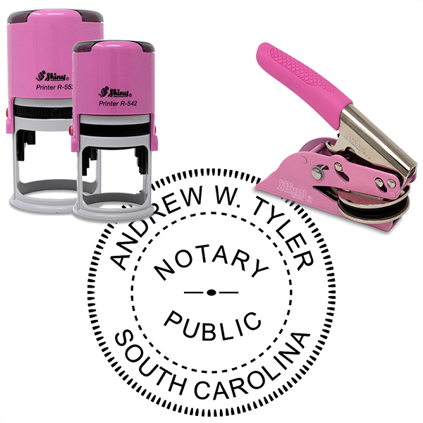 South Carolina Notary Pink - Round Design