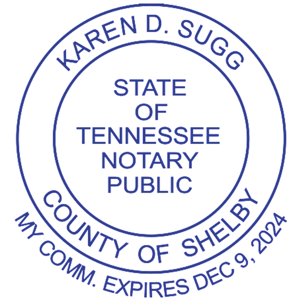 Tennessee With Date Below Pink Round Notary Stamp - alternate view