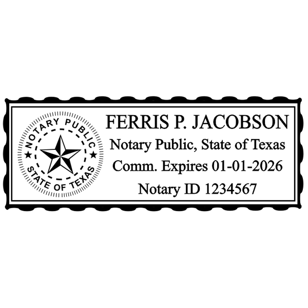 Texas Pink Rectangle Notary Stamp - alternate view