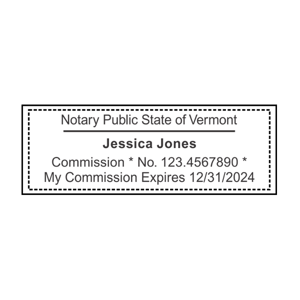 Vermont Pink Rectangle Notary Stamp - alternate view