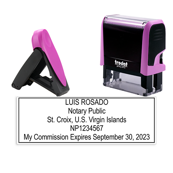 U.S. Virgin Islands Notary Pink Stamp - Rectangle