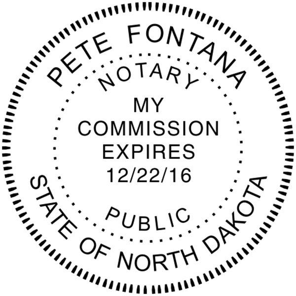 North Dakota Pink Round Notary Stamp - alternate view