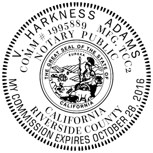 California Round Pink Notary Seal - alternate view