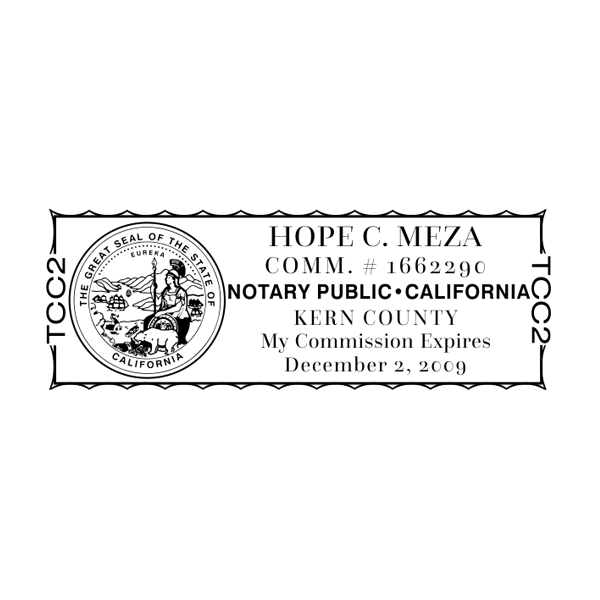 California Pink Rectangle Notary Stamp - alternate view